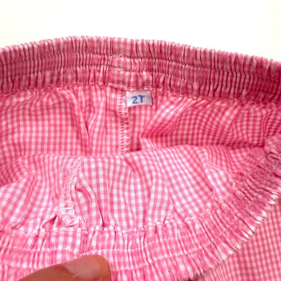 Pink Gingham Ruffle Ricrac Pants - Picture 2 of 4